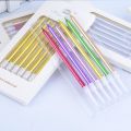 1Set Long Thin Cake Candles Metallic Birthday Candles Long Thin Candles In Holders for Birthday Wedding Party Cake Decorations. 