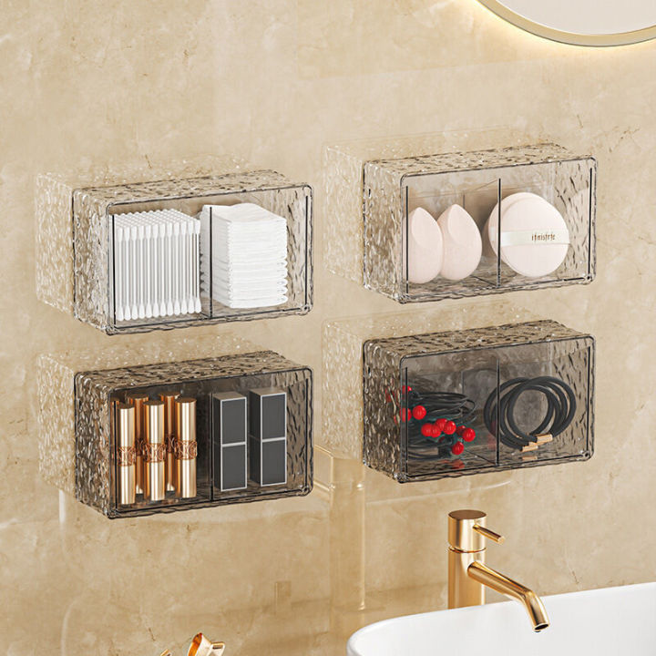 Bathroom mirror wall mounted cotton, makeup remover cotton sorting box, red powder