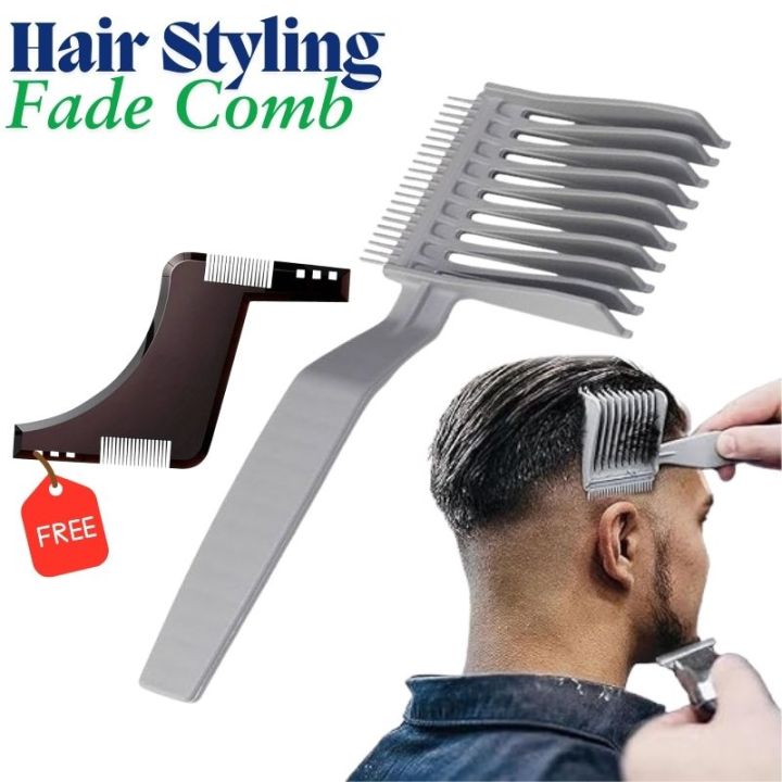 2 in 1 Barber Comb for Hair Cutting, Professional Fade Combs, Heat Resistant Clipper Comb, Curved Positioning Flat Top Hair Styling Comb for Men for Salon, Home, Travel