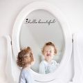 4 Pieces Quote Mirror Decals Set Hello Beautiful Decal Hello Gorgeous Mirror Sticker You Look Amazing Mirror Decals Door Greeting Vinyl Stickers for Mirror Bathroom Home Decor (Black). 