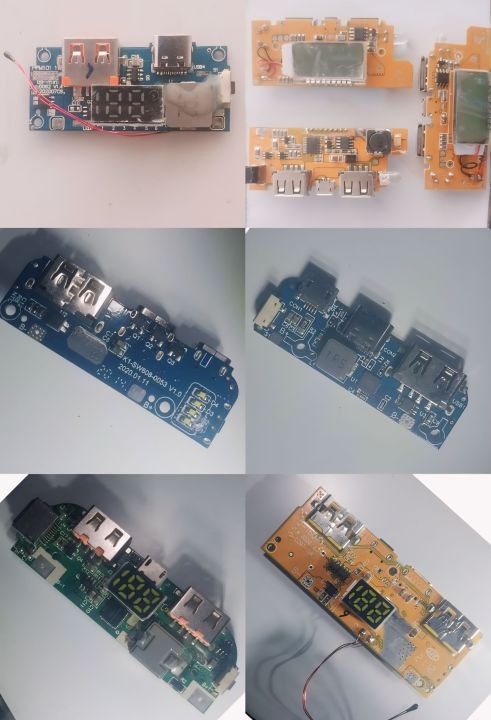 5 different Power Bank Module/Circuit fast charging (Temperature sensor, display indication)