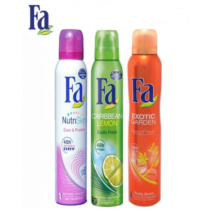 Pack of 3 - FA Body Spray ( Deodorants ) For Women - Multi color - 200 ml each