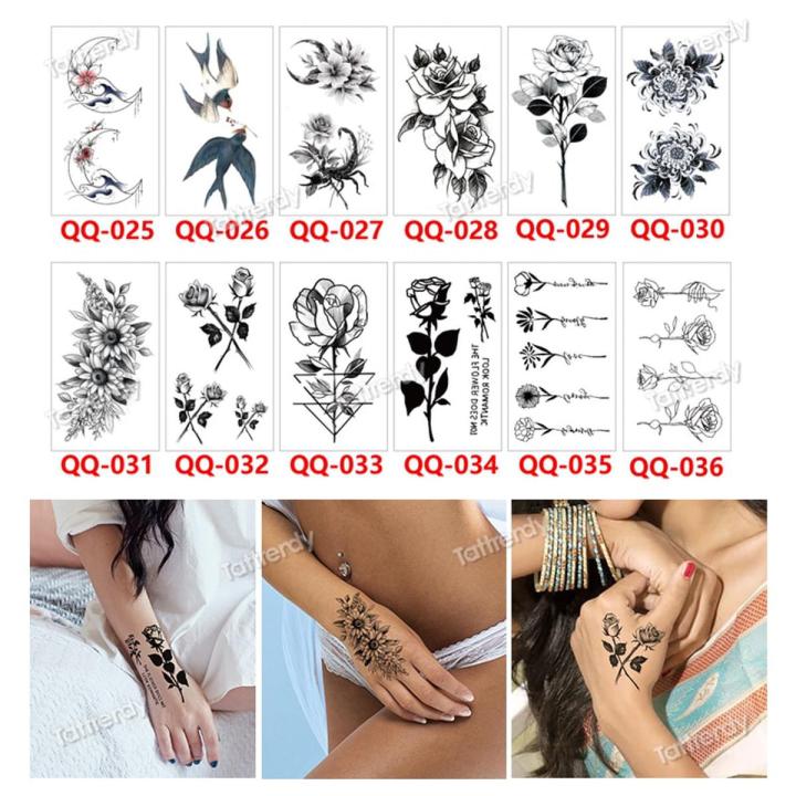 12Pcs/Set hand finger wrist tattoo sticker small size waterproof men tattoo dragon snake scorpin skull temporary tattoos boy