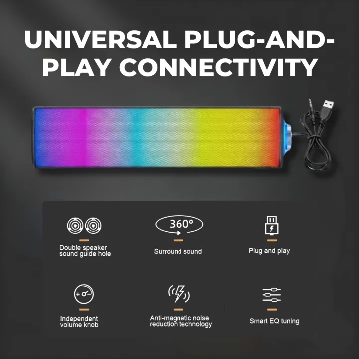 PRO RGB Multimedia 3D Surround Soundbar | Deep Bass Home Theater Audio ...