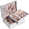 Jewelry organizer Box - Women Display Storage Case Large PU Leather Jewelry Holder with Lock for Earring Ring Necklace Bracelet. 