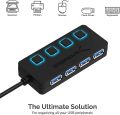 Sabrent 4-Port USB 3.0 Hub with Individual LED Power Switches (HB-UM43). 