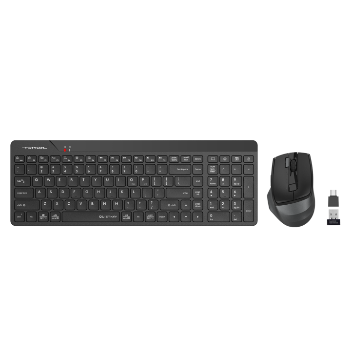 A4tech Fstyler FG2400 Air2 QuietKey Wireless Keyboard Mouse Combo Set - NEW EDITION - Silent Keyboard + Mouse - Lift in Air Multimedia Mouse - 2000 DPI Adjustable - Screen Capture Button on Mouse - One Touch OS Swap - Anti Sleep Mode - For Windows, Mac OS