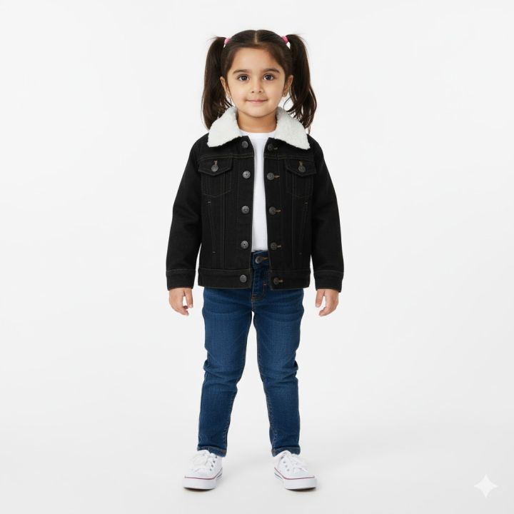Kids’ Denim Jacket with Furry Finish | Daraz.pk