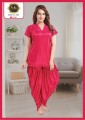 Silk Nighty Patiala 2-Pieces Short Length Half Sleeves Silk Nightwear. 