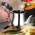 1.2L Capacity Stainless Steel Kettle Teapot with Side Handle, Stainless Steel Stovetop Tea kettle Oil Pot Salad Oil Dispenser Grease Container,. 