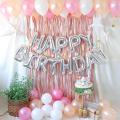 Happy Birthday Decoration Set Beautiful Birthday Theme for Birthday Party Celebration (Happy Birthday foil Balloons, Rose Gold Curtains, White, Pink and Rose Gold Balloons) Best Happy Birthday Theme Kit for (Boys & Girls).. 