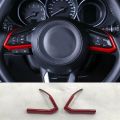 Red ABS Interior Steering Wheel Cover Trim for Mazda CX-3 CX3 2016-2018 FashionInterior Accessories Interior Mouldings 1 pair (1 pair). 