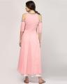 Pink Cotton Anarkali Off-Shoulder Kurta For Women. 