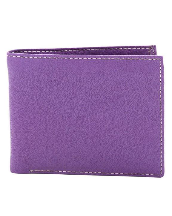 Leather Wallet - Gents in Purple Color 2 Flap Card Holder with Pic Holder
