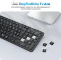 OMOTON Rechargeable Bluetooth Keyboard for MacOS and Windows, Wireless Keyboard for MacBook/MacBook Air/MacBook Pro/iMac/iMac Pro/Mac Pro and Laptop, QWERTZ DE Layout, Business Style, Black. 