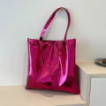 New Chic Large Handbag Women Shopping Shoulder Bag Simple PU Leather Totes Bags Shiny Casual Female Purse Girls Clutch Party Bag. 
