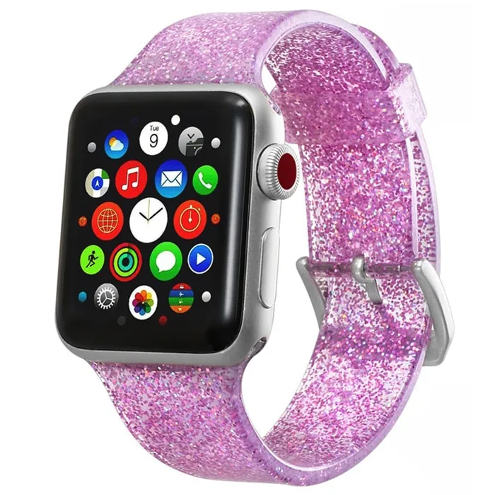 Glitter Strap for Apple Watch Band 40mm 44mm 41mm 45mm 42mm 49mm pulseira correa Silicone Bracelet iwatch serie 3 se 6 7 8 ultra