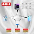 4 in 1 OTG Adapter Flash Drive for iPhone Card Reader 64GB 128GB 256GB to lightning to type USB-C to Micro USB for phone / PC. 