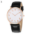 Fashion Arabic Analog Round Dial Men Women Quartz Faux Leather Band Wrist Watch. 