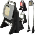 Multifunctional Work light Adjustable color Temperature Rechargeable LED Work Light with Stand, Cordless Work Light 10AH Battery, Power Bank 750/1500/3000 Lumen, 2700/8000K Dimmable ( 128 White light SMD / 128 Yellow Light SMD / 20 Red light SMD. 
