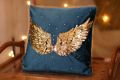 Kawish Home - Luxury Handmade Golden Wing- 100% Velvet Cushion Covers - 16 x 16 inches - Sofa Cushion Pillow. 