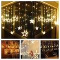 LED Fairy String Lights - 12 Star Curtain-Warm. 