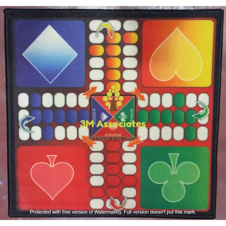 Multicolored Carpet Mat Printed Ludo/Dice game Ludo/Gift Game 24"x24" (2x2 feet), Handmade Kids Rug & Carpet Baby Multifunctional Mat for Kids Play Room Decor for Nursery Kids Room 0-12 years kids
