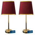 Pair of Golden Steel Table Lamps For Bedroom, Pair of Metalic Lamps  with Rhombus Shades for Table Decor - Raqeeq. 