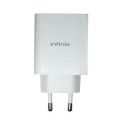 100% Original infinix 33 Watt Fast Charger (Genuine) 33W Infinix Original Adaptor Box Pulled With Fast Charging Type C Cable White. 