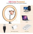 10(inch) 26cm Ring Light With Phone Holder & 3 Shades of Colours Only Ring light For Video Making Selfie Ring Light Photography Dimmable Makeup 26cm Ring Light Video Live 12w 5500k LED Fill Ring Lamp with Phone Holder USB Plug.. 