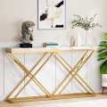 SkyRise - Console Table Console Table for Entryway Metal Golden Frame Modern Table Sturdy Sofa Side Table Console Hallway Foyer Table, customization. 