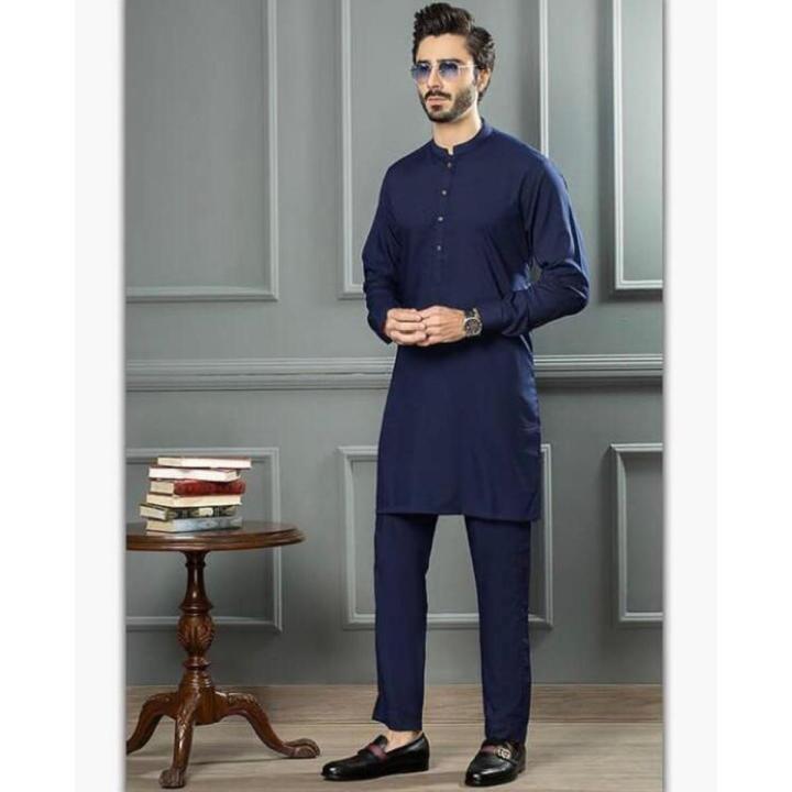 Navy Blue Kurta Pajama for Men A Versatile and Sophisticated Traditional Attire Daraz.pk