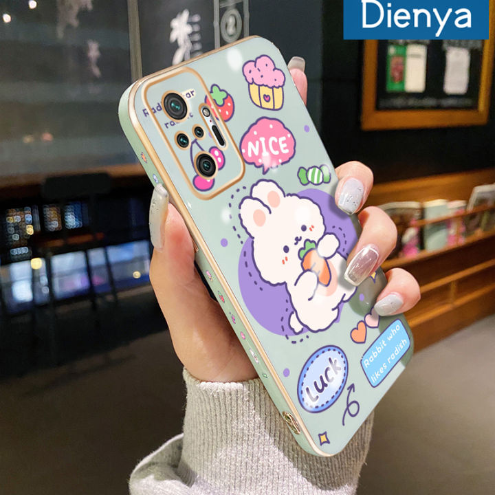 Dienya For Xiaomi MI Redmi Note 10 Pro Max Case Cartoon Radish Rabbit Pattern Luxury Plating Silicone Phone Cases Fashion Shockproof Soft Case Full Cover Camera Lens Protection Shell