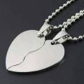 Simple Broken Heart Double Chain Pendant Necklace For Couple and Girls. 