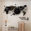 DWU World Map Wall Ckock - Wodden wall clock - Wall art hangings - 3d wodden wall clock - Wall clock for home offices and for gifts - Quartz wall clock - Silent Wooden clock. 