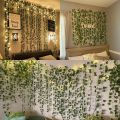 Green Leaf Garland String Lights,[ pack of 1 / 6 / 12 ] Vine Fairy Lights with Blinking Feature for Bedroom, Wedding, Home Decor - Battery Operated, Wall Garden Stairway Decorative Lighting with Switch Control - Artificial Floral Theme  (battery included). 