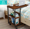 Wooden Laptop side Table for sofa & bed with Wheels Shelf Multi-Functional. 