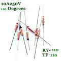 RY 10pcs/lot New Micro thermal fuse 10A250V 110 Degrees Tf 110 C Mini temp fuse metal shell Thermal Cutoff RY-110 RY110. 