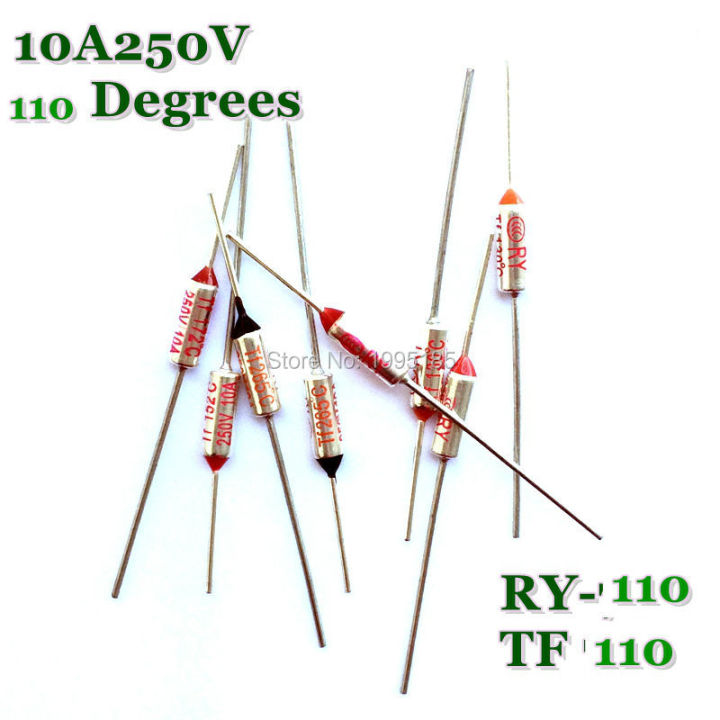 RY 10pcs/lot New Micro thermal fuse 10A250V 110 Degrees Tf 110 C Mini temp fuse metal shell Thermal Cutoff RY-110 RY110