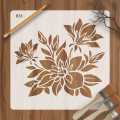 Floral Stencil – Rose, Sunflower, Leaves for Wall & Fabric Painting ID#100. 