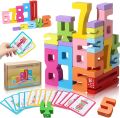 Wooden Number Building Blocks - 20Pcs Stacking for 3+ Years Old Kids, Digital Building Blocks, 1-10 Digital Blocks Toys, Balance Competition Toy, Educational Gift for Boys and Girls. 