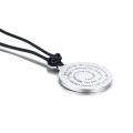 Men's Necklace Wisdom Quotes Serenity Prayer Round Stainless Steel Pendant With Leather Rope Chain Choker 20 in. 