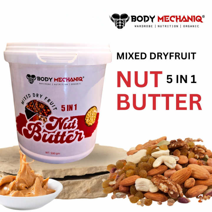 Bodymechaniq 5 in 1 Mixed Dryfruit Nut Butter - 500 gm