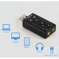 Mini External USB Sound Card 7.1 CH 3D Audio Adapter With 3.5mm Headset For PC Notebook-1 Piece. 