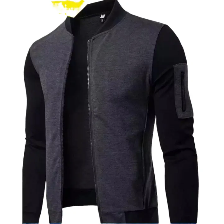 Designer%20Black%20Zipper%20Contrast%20Sleeves%20Jacket%20For%20Men%20-%20Image%202