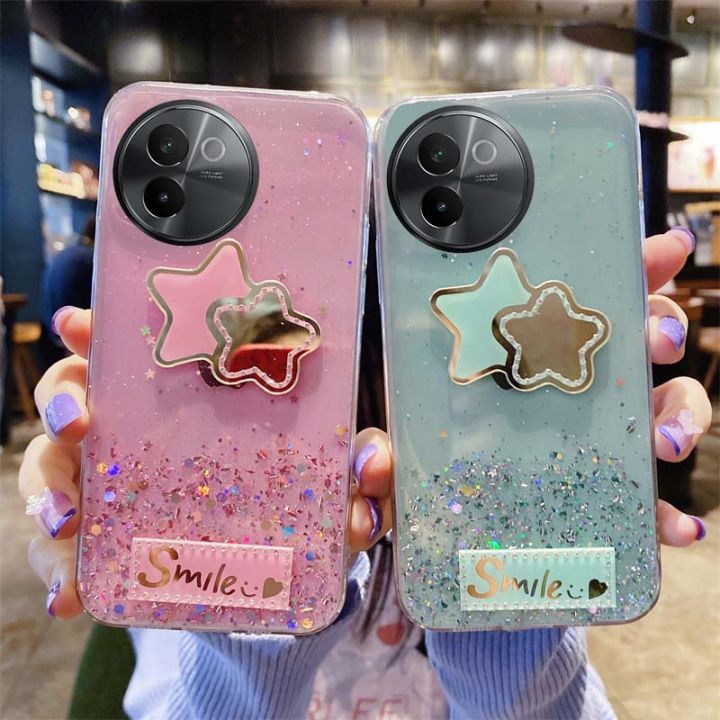 For VIVO V30E 5G Case Shining Star Moon Soft Silicone Transparent Pentagram Mirror Fall Proof Girl For vivo V30E Back Cover