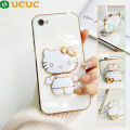 UCUC for Vivo V5 Plus / X9 / X9S / 1611 Back Cover Cute kitty Mirror Multifunction Folding Bracket Luxury 6D Plating Case Soft Silicone Square Phone Cases for Boys for Girls. 