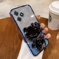 For infinix hot 30 play hot 30i hot 30 5g 2023 Phone case Glitter Ultra-thin Soft Shell with mirror cat bracket. 