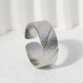 New18K Gold Plated Thick Exaggerated Stainless Steel Waterproof Wide Shaped Irregular Hammer Pattern Bracelet For Women Men. 