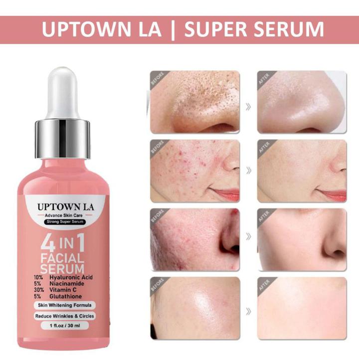 UPTOWN LA 4IN1 Super Skin Glowing Serum | 5% Niacinamide, 30% Vitamin C 10%, Vitamin E 10% & HA | 30 ml